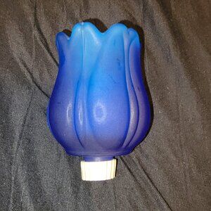 BLUE FAROY FROSTED GLASS TULIP PEG VOTIVE CANDLE HOLDER VTG RARE!
